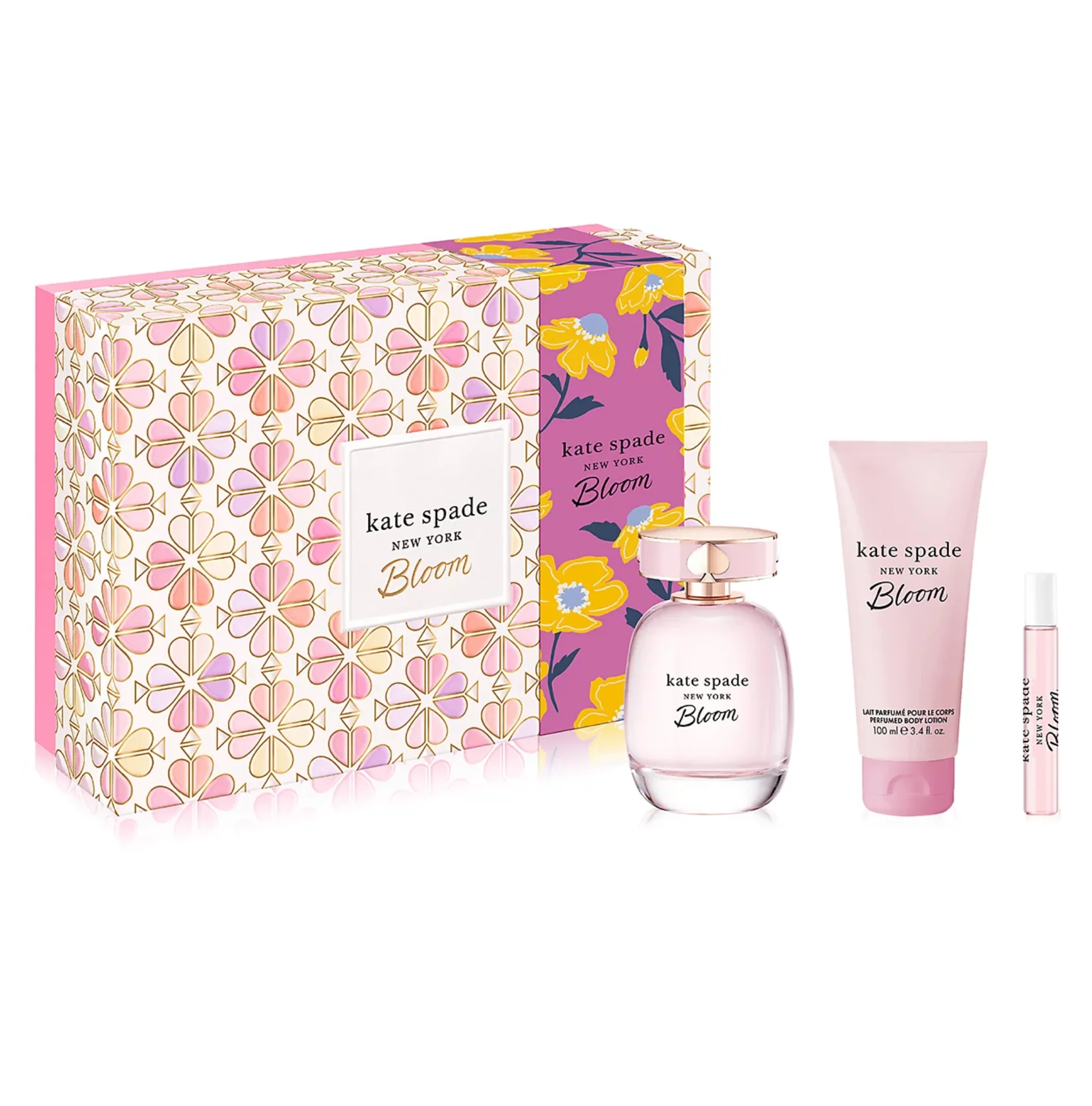 Kate Spade Bloom 3PCS Gift Set - 100ML EDT Spray + 100ML Body Lotion + 7.5ML Mini (Women)